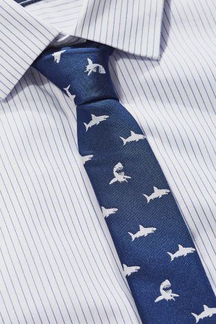 White Stripe Shirt And Shark Tie Set (12mths-16yrs)